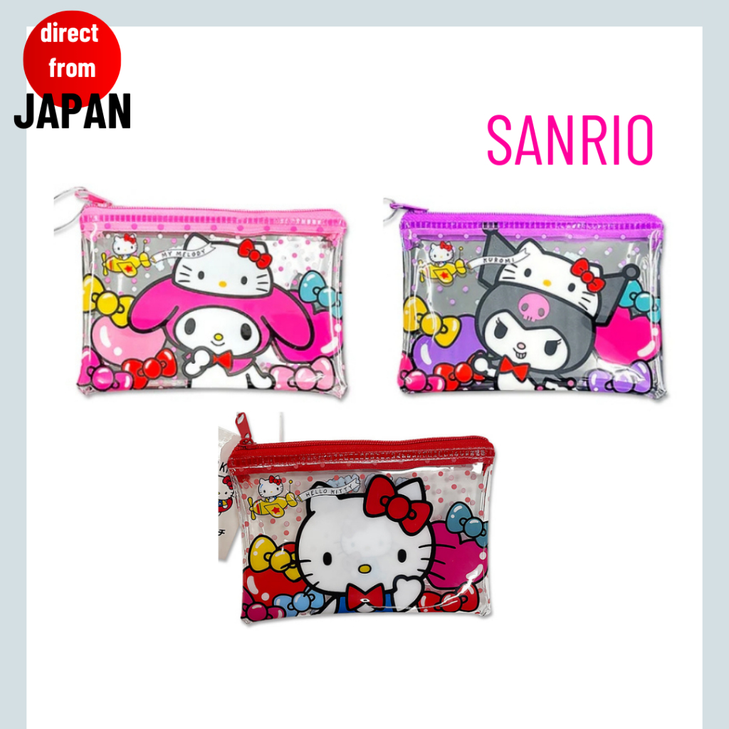 Sanrio Flat Pouch รุ่นลิมิเต็ด 50th Anniversary ซองซิปใส่บัตร ซานริโอ้ ของแท้ 100% มีป้ายติด ไมเมโลดี้ (My Melody) / คุโรมิ (Kuromi) [Direct from JAPAN]