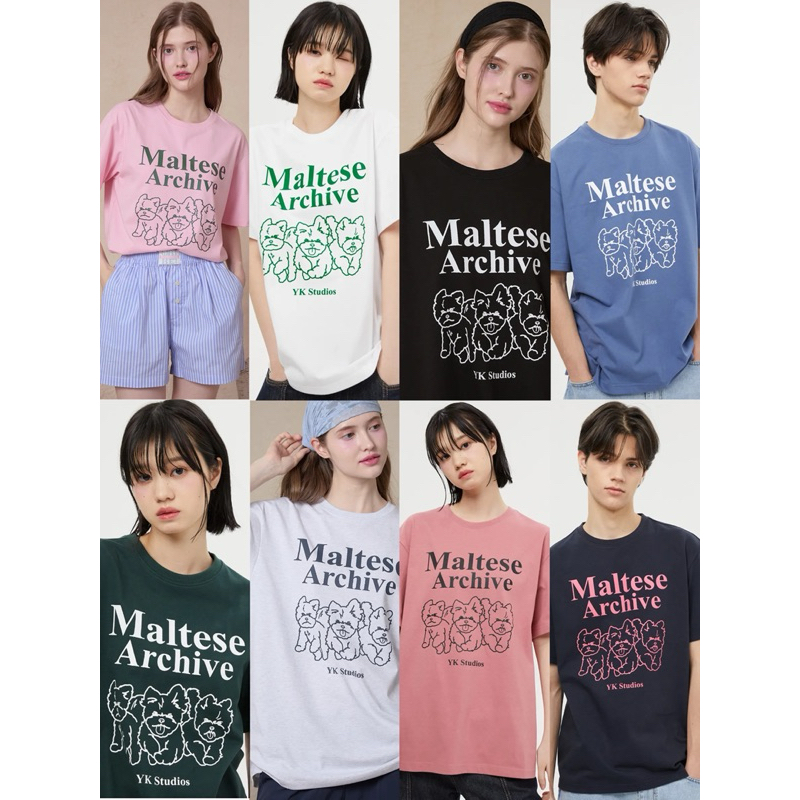 ❎ปิดรับ (-40%) 8 สี🌈 WAIKEI - Maltese crew line graphic half sleeve T-shirt 🐶🐶🐶-สอบถามก่อนสั่งซื้อ