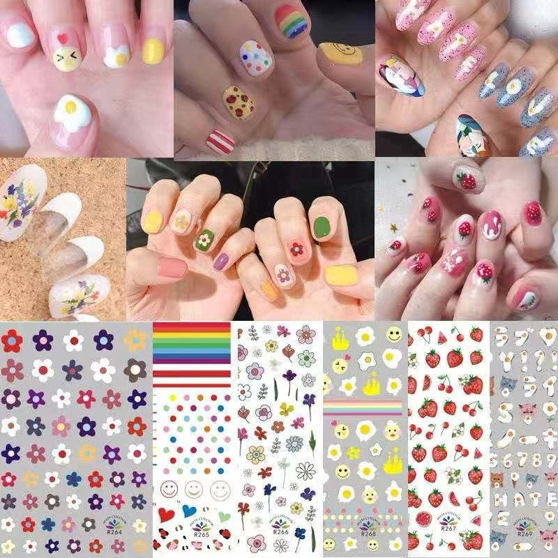 สติกเกอร์ติดเล็บลายน่ารัก DIY ได้ตามใจชอบ มีหลากหลายแบบให้เลือก แผ่นละ9บาท