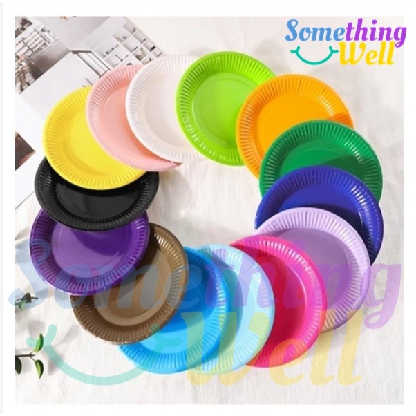 จานกระดาษ 7 นิ้ว(แพ็ค10ใบ) สีพื้น แบบใช้แล้วทิ้ง หรือสำหรับงาน DIY