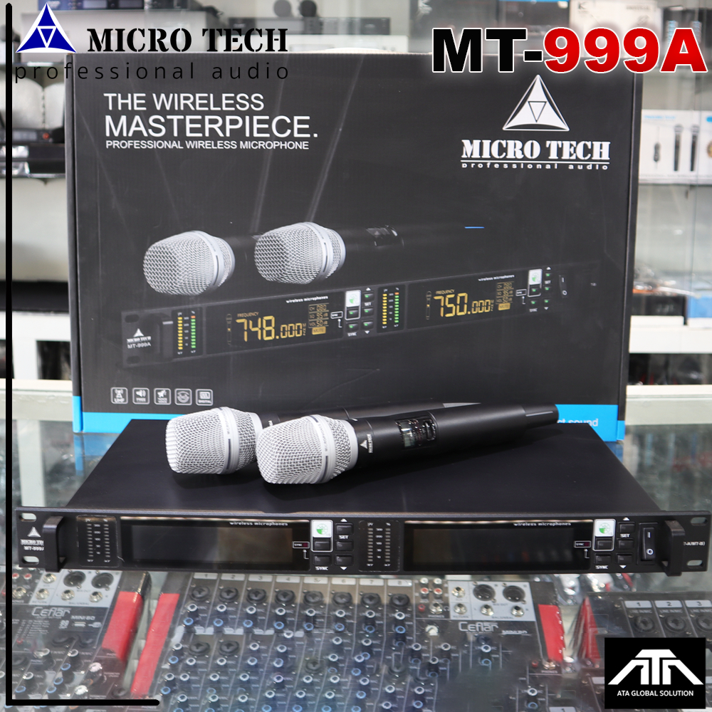 ไมค์ลอยมือถือคู่ MICROTECH MT-999A ไมค์ลอย UHF ไมโครเทค ไมค์ไร้สาย ย่าน UHF คลื่นความถี่ใหม่ 4 เสา M