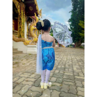 🌸ชุดไทยประยุกต์ผ้าฝ้าย คุณหนูคุนใจน่ารักมาก🎀สดใส สมวัย❤️