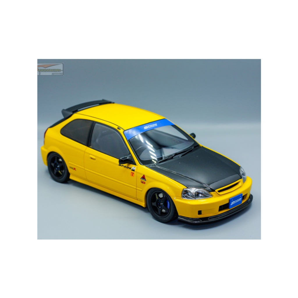 MOTORHELIX 1/18 Honda Civic Type-R (EK9) SPOON SUNLIGHT YELLOW-SW338 Spoon