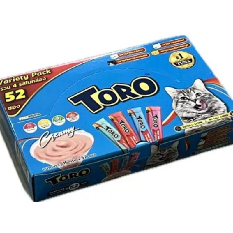 ขนมแมวเลียโตโร่TORO รวม4รสใน 1 กล่องมีทั้งหมด 52ซอง