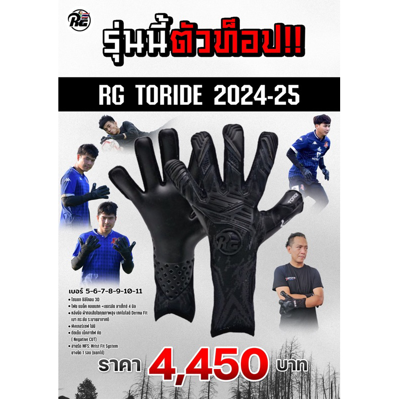 ถุงมือผู้รักษาประตูRG RG TORIDE2024-2025