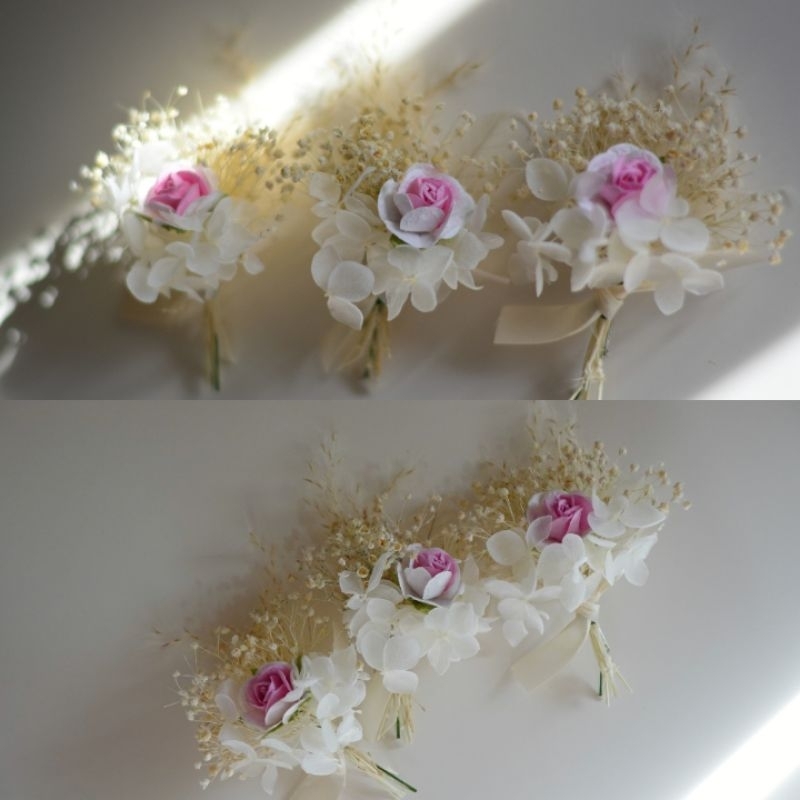 Memoryofflower•เข็มกลัดติดอก•ดอกกุหลาบประดิษฐ์rosepink