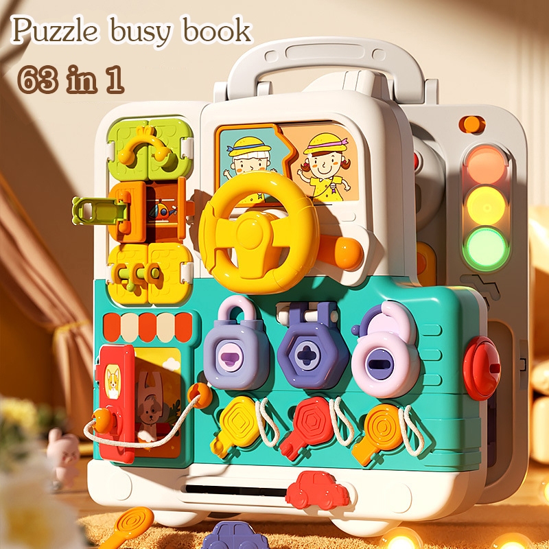 กล่องกิจกรรมเด็ก 63in1 สำหรับเด็ก ของเล่นบอร์ด Puzzle Busy Book  ของเล่นเสริมพัฒนาการ ฝึกทักษะเด็ก