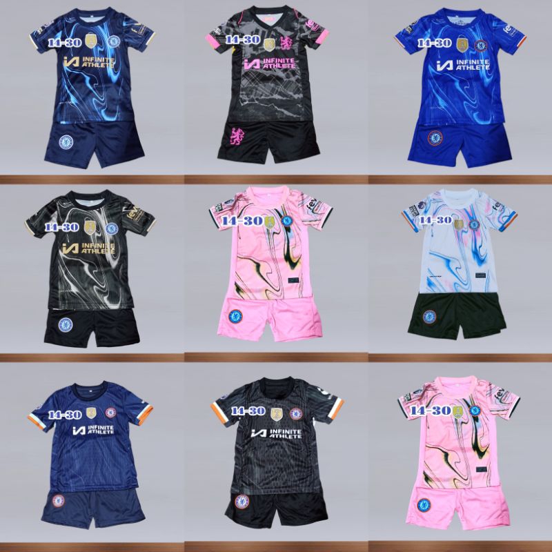 ชุดฟุตบอลเด็กเชลซีชุดกีฬา 1 ชุดเสื้อพร้อมกางเกงพร้อมส่งเด็กผู้ชายเด็กผู้หญิง