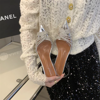 Crystal Cross Luxe Heels 34-42 รองเท้าซิลิโคนหัวแหลม เพชรไขว้ ส้นหรู 3 แบบ ใส่ออกงานปัง P83