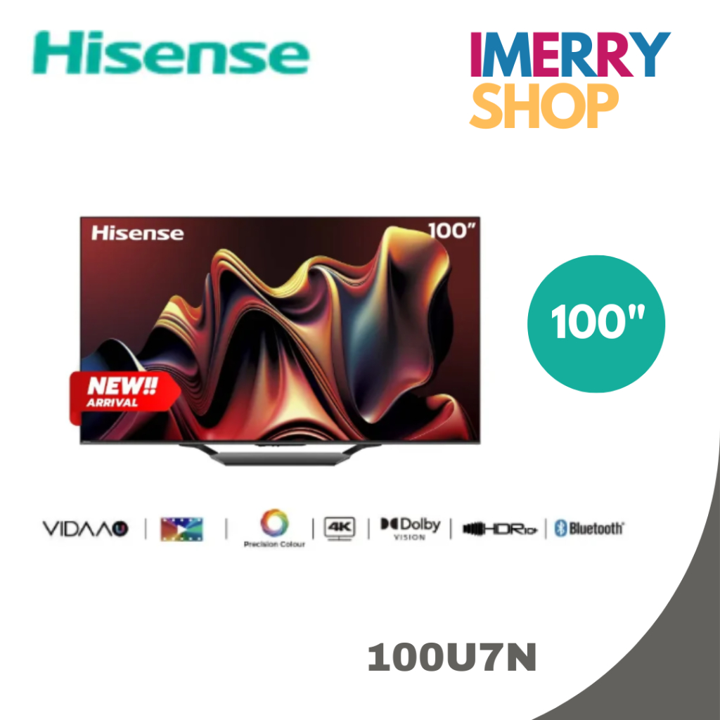 Hisense ทีวี 100U7N สมาร์ททีวี 100 นิ้ว 4K ULED Mini-LED รุ่น 100U7N ปี 2024