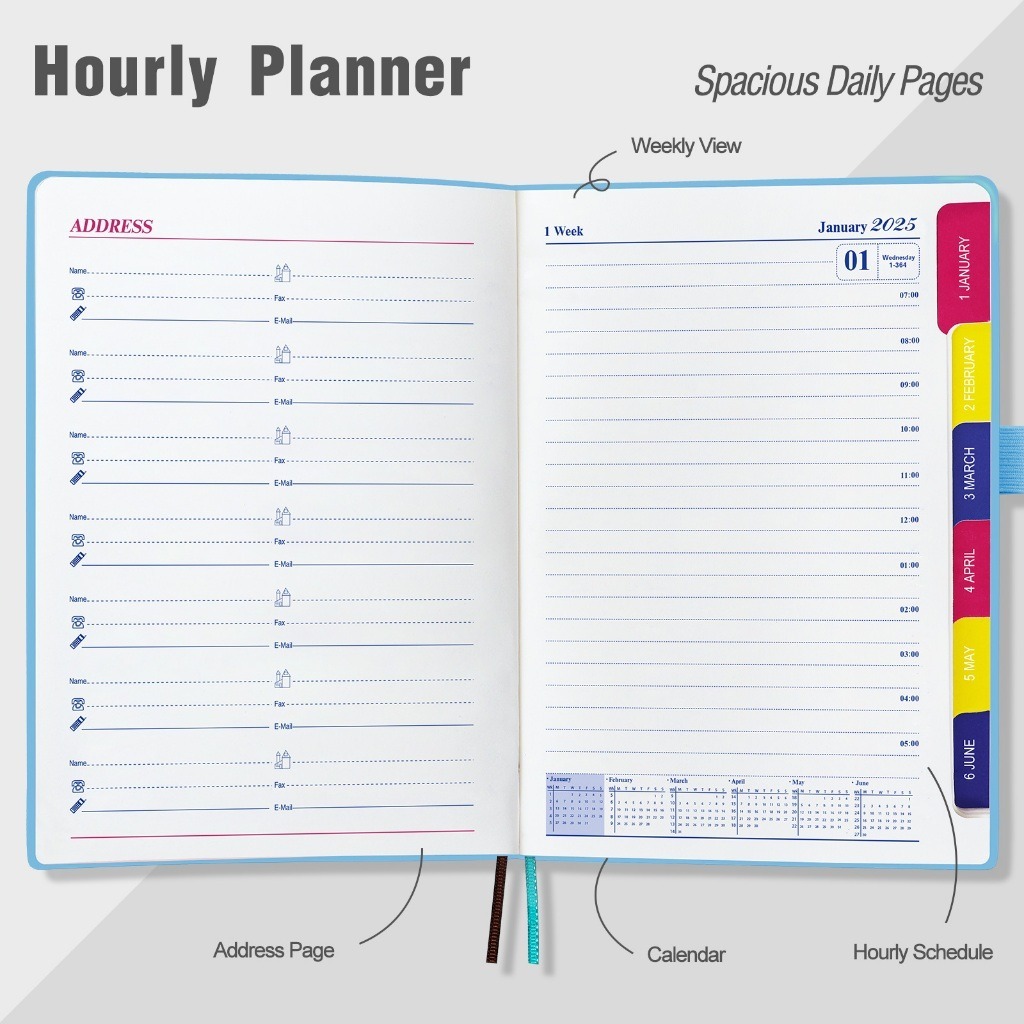 2026 รายสัปดาห์ & รายเดือน Planner A5 โน้ตบุ๊คภาษาอังกฤษภายใน 100 GSM กระดาษ PU หนังปกแข็ง Agenda ตารางคริสต์มาสของขวัญเ - รูปที่ 4