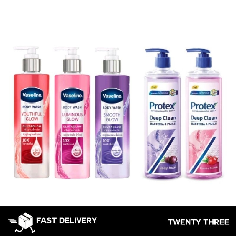 Vaseline Body Wash วาสลีน บอดี้วอช ครีมอาบน้ำ 425มล. Protex Deep Clean Shower Gel 380ml. โพรเทคส์ เจ