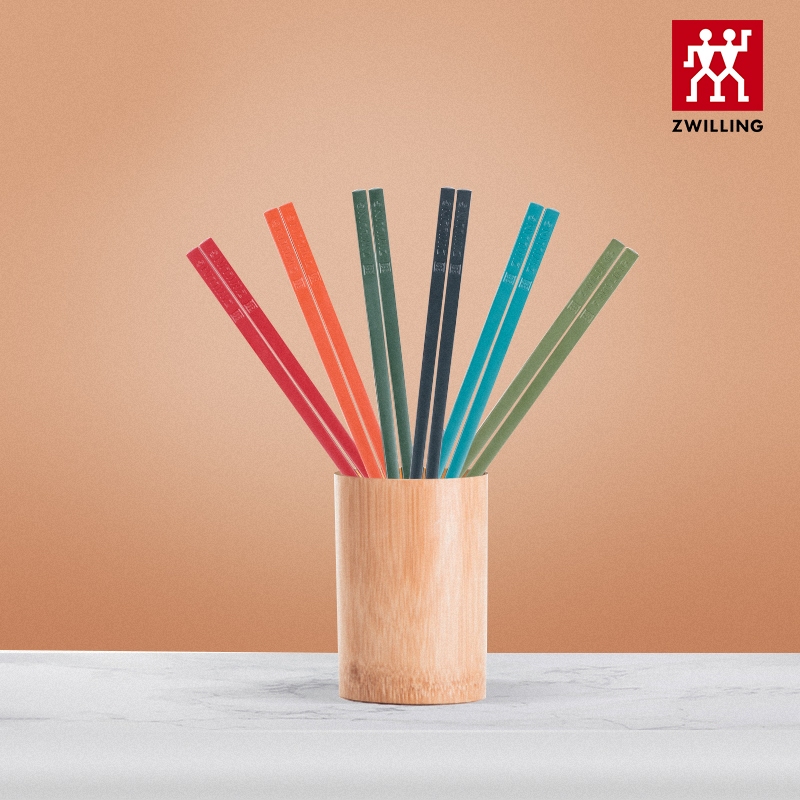 German Zwilling family chopsticks 6 pairs of non-slip colorful classification chopsticks set alloy chopsticks ราคา ถูกที่สุด ดีลบีเคเค