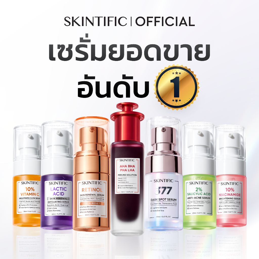 SKINTIFIC เรตินอล เซรั่ม Peeling Solution Retinol Serum Dark Spot Anti Acne（ลดรอยสิว）Niacinamide เซรั่มชะรอวัย