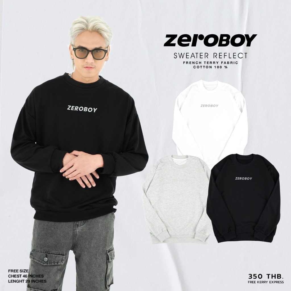 ZEROBOY - Sweater “ Reface ” เสื้อสเวตเตอร์ Logo สะท้อนแสง