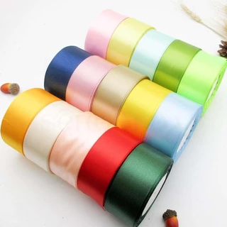 ริบบิ้นผ้าซาติน หน้ากว้าง 5CM (50MM) ยาว 25หลา หรือ 22เมตร ริบบิ้นทำโบว์หรือผูกกล่องของขวัญ พร้อมส่ง