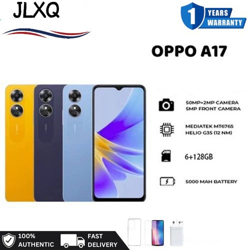 มือถือ สมาร์ทโฟน OPPO A17（6+128）ปลดล็อกด้วยใบหน้า*60Hz HD *6.56 นิ้ว*5000mAh*พร้อมซองป้องกันและฟิล์ม*รับประกัน 12 เดือน