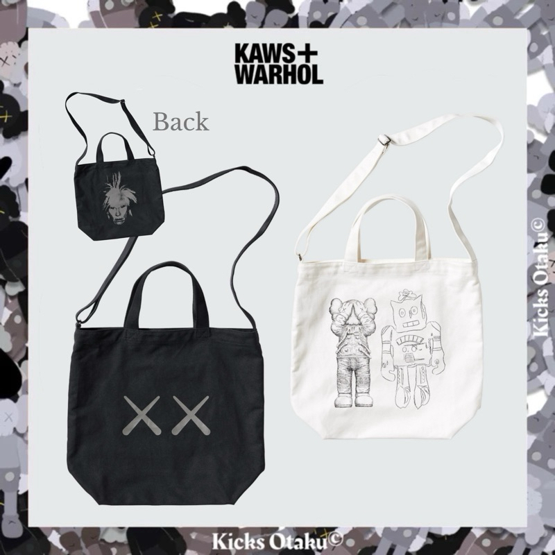 [ของแท้] กระเป๋าผ้า Uniqlo x KAWS + WARHAL (Black/White)