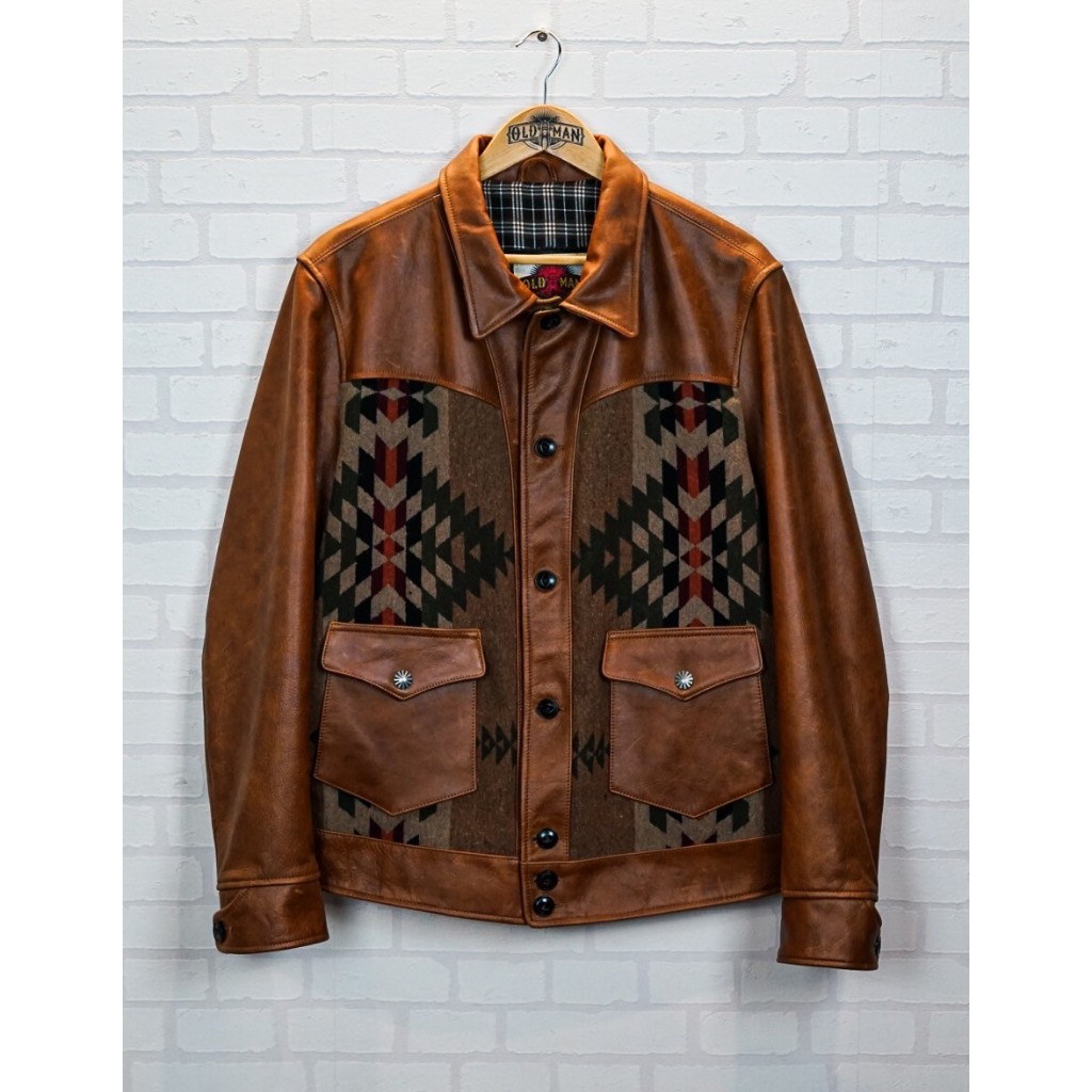 เสื้อหนังวัวแท้ หนังวัวบาลอน Navajo Jacket Oldman 100%