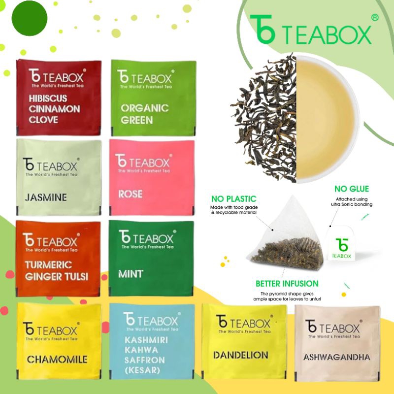 TEABOX ชาเขียวแยกซองจากชุดชาเขียวตัวอย่าง (ใบชาคัดพิเศษในถุงพีระมิด) - Green Tea from the Sampler Set - 1 Teabag