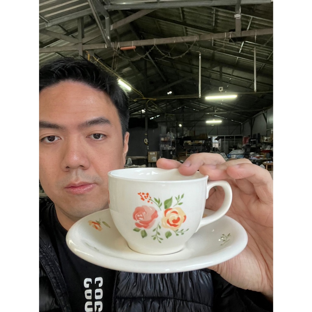 ชุดกาแฟ แก้วกาแฟร้อน ลายบิวตี้โรสน่ารัก ขนาด 6.7oz แก้วกาแฟเซรามิคพร้อมจานรอง เข้าไมโครเวฟได้ ออกใบกำกับภาษีได้ รหัส1242