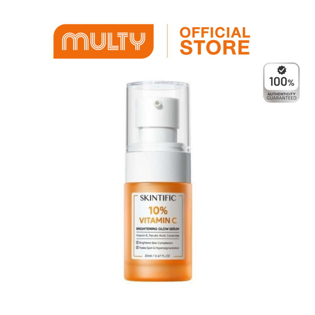 SKINTIFIC 10% Vitamin C Brightening Glow Serum 20ml. เซรั่มวิตามินซี 10% สำหรับผิวหมองคล้ำ