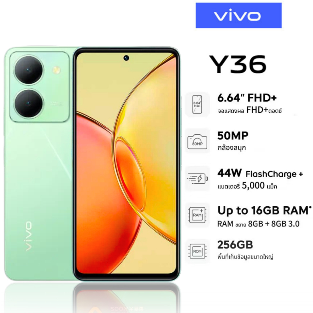 VIVO Y36 ดีไซน์สวยสเปคลงตัวจอใหญ่แบตเตอรี่อึดชาร์จไว ถ่ายภาพสวยมาพร้อมกล้องหน้าที่ถ่ายเซลฟีสวยเหมือนเกิดใหม่