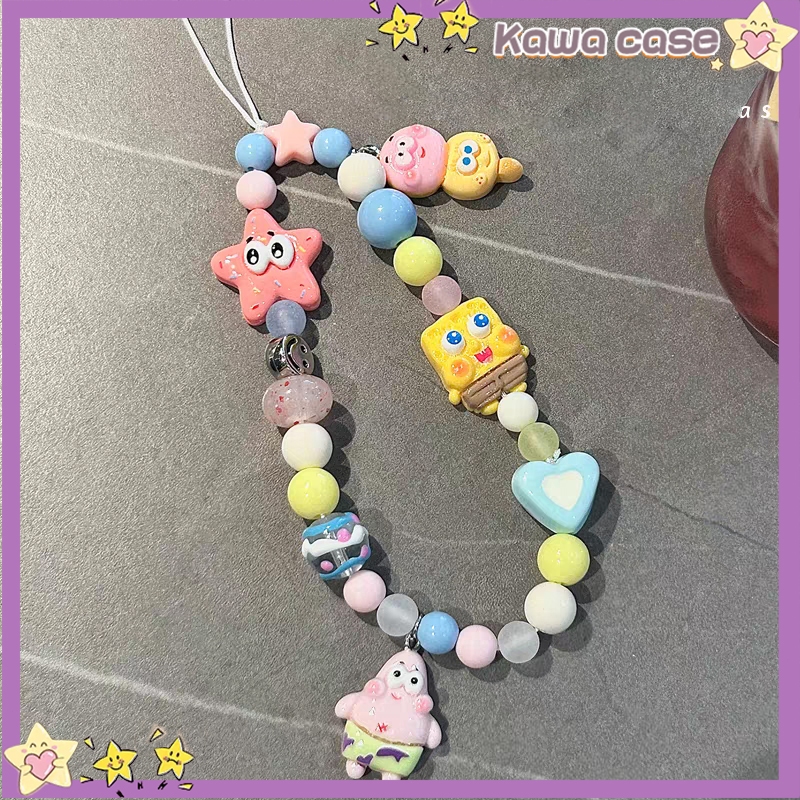 KAWA_ ที่ห้อยโทรศัพท์สาย โซ่คล้องโทรศัพท์มือถือ อะคริลิค ประดับคริสตัล ลายการ์ตูนหมี สตรอเบอร์รี่น่ารัก สีสันสดใส