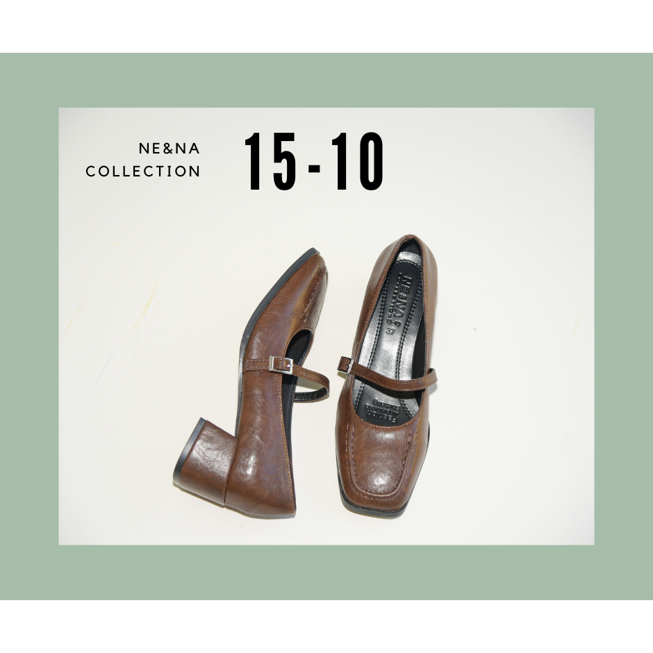รองเท้าเเฟชั่นผู้หญิงเเบบคัชชูเเฟชั่นเปิดหน้าเท้าส้นปานกลาง No. 15-10 NE&NA Collection Shoes