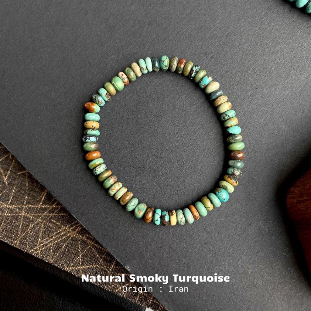 กำไลหินแท้ เทอควอยซ์ ธรรมชาติ (Natural Turquoise) 6-7mm รูปที่ 4