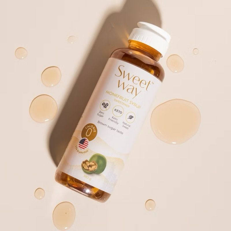 (ส่งด่วน) Sweetway MonkFruit Syrup Brown Sugar/Erythritol Syrup 345ml.(0 cal สวีทเวย์ น้ำเชื่อม หล่อฮังก๊วย/อิริทริทอล)