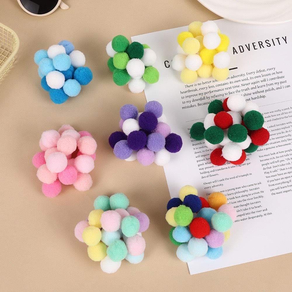 ปอมปอมคละสี บอลนิ่ม เนื้อกำมะหยี่ ตกแต่งงาน diy ต่างๆ ขนาด1,2,3 cm
