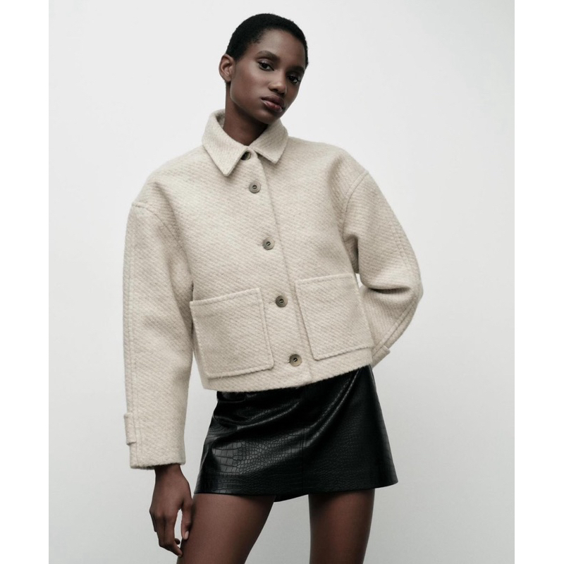 ZARA : CROPPED WOOL BLEND JACKET แท้ 100%