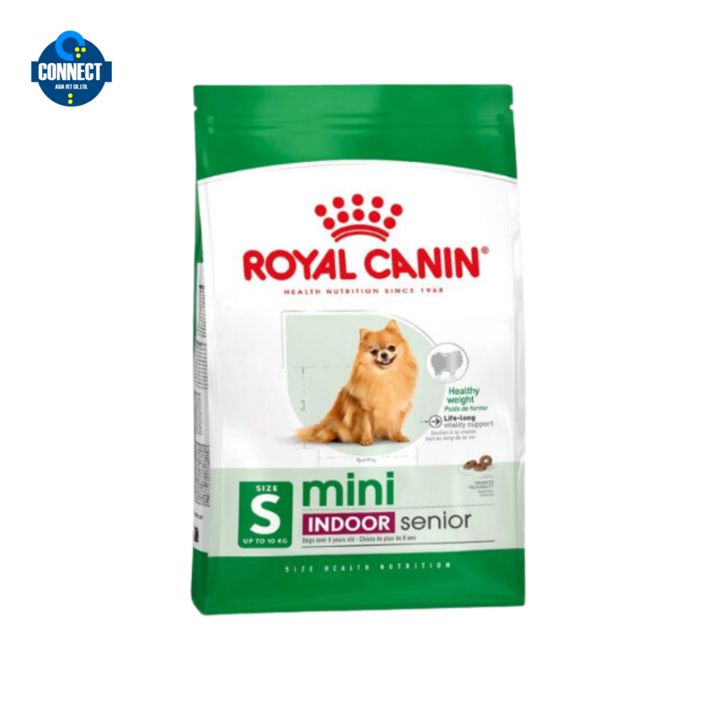 Royal Canin Mini Indoor Senior สำหรับสุนัขสูงวัย พันธุ์เล็ก เลี้ยงในบ้าน อายุ 8 ปีขึ้นไป ขนาดถุง 1 กิโลกรัม.