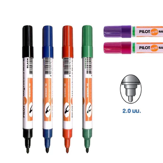 CWD ปากกาไวท์บอร์ด หัวกลม หัวตัด Pilot ไพล็อต 6 สี น้ำเงิน แดง ดำ เขียว ชมพู ม่วง