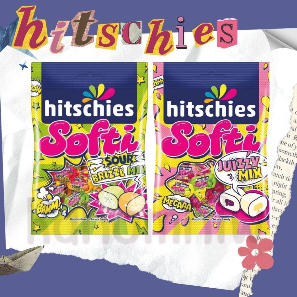 ลูกอมมีไส้เคี้ยวหนึบ Hitschies Softi นํ้าหนัก 90 กรัม มี 2 แบบ สินค้าจากเยอรมนี