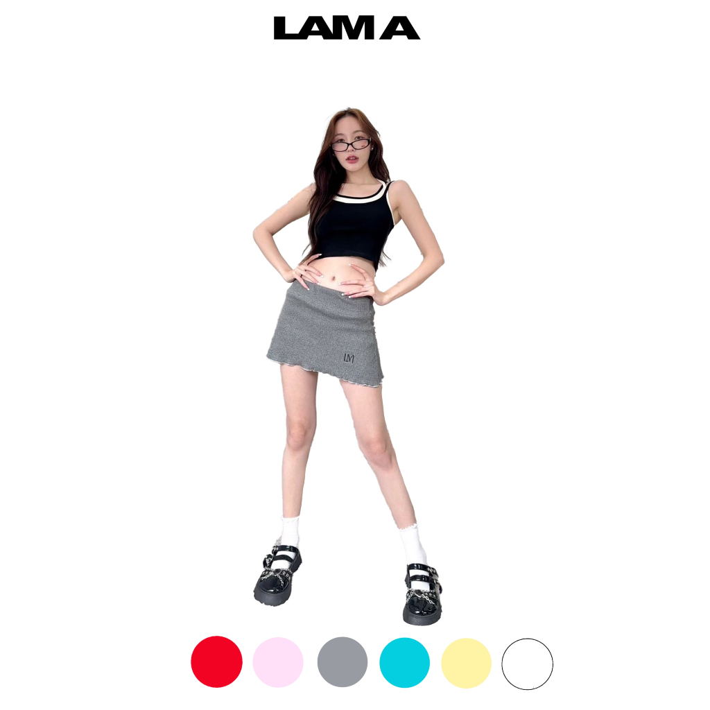 Mama skirt กระโปรงปัก LM ผ้าร่องญี่ปุ่น