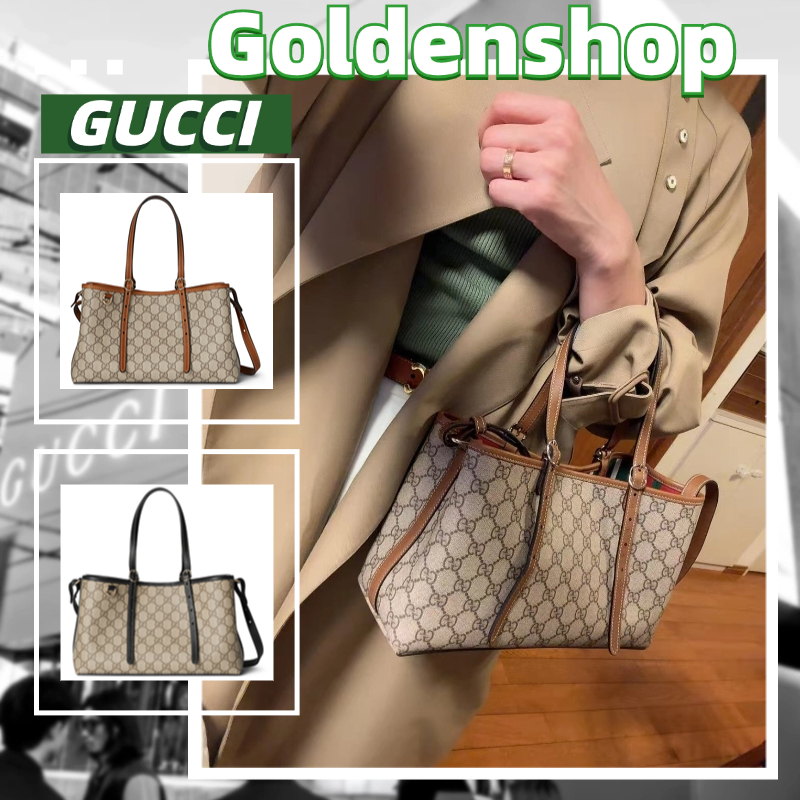 กุชชี่ Gucci GG Emblem Tote Bag กระเป๋าสะพาย Gucci จริง สินค้าขายร้อน