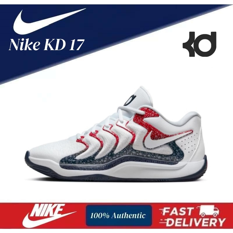 (100% Authentic)Nike KD 17(FJ9487-101/FJ9487-700/FJ9487-100/HJ4464-001)รองเท้าบาสเก็ตบอลระบายอากาศ