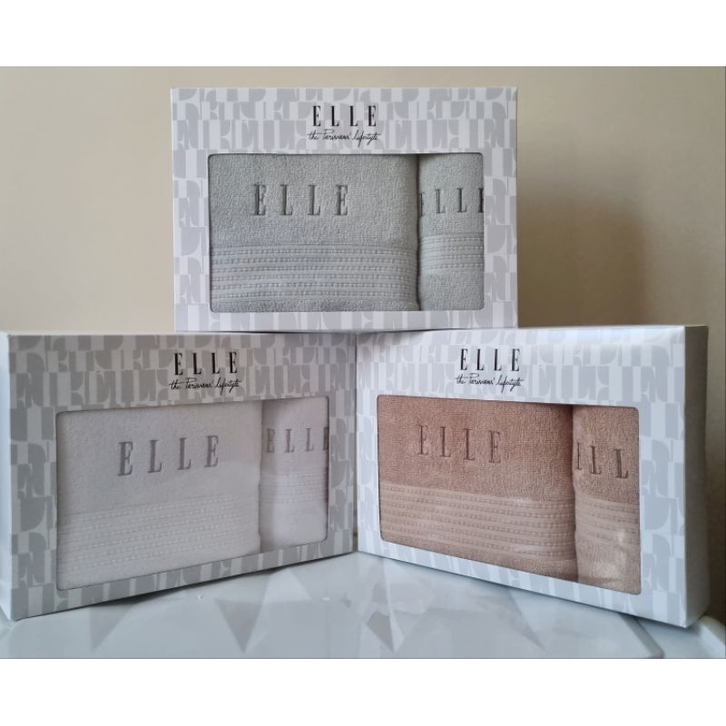 ELLE Gift Set ผ้าเช็ดตัว 135×70 cm & ผ้าเช็ดผม 34×85 cm
