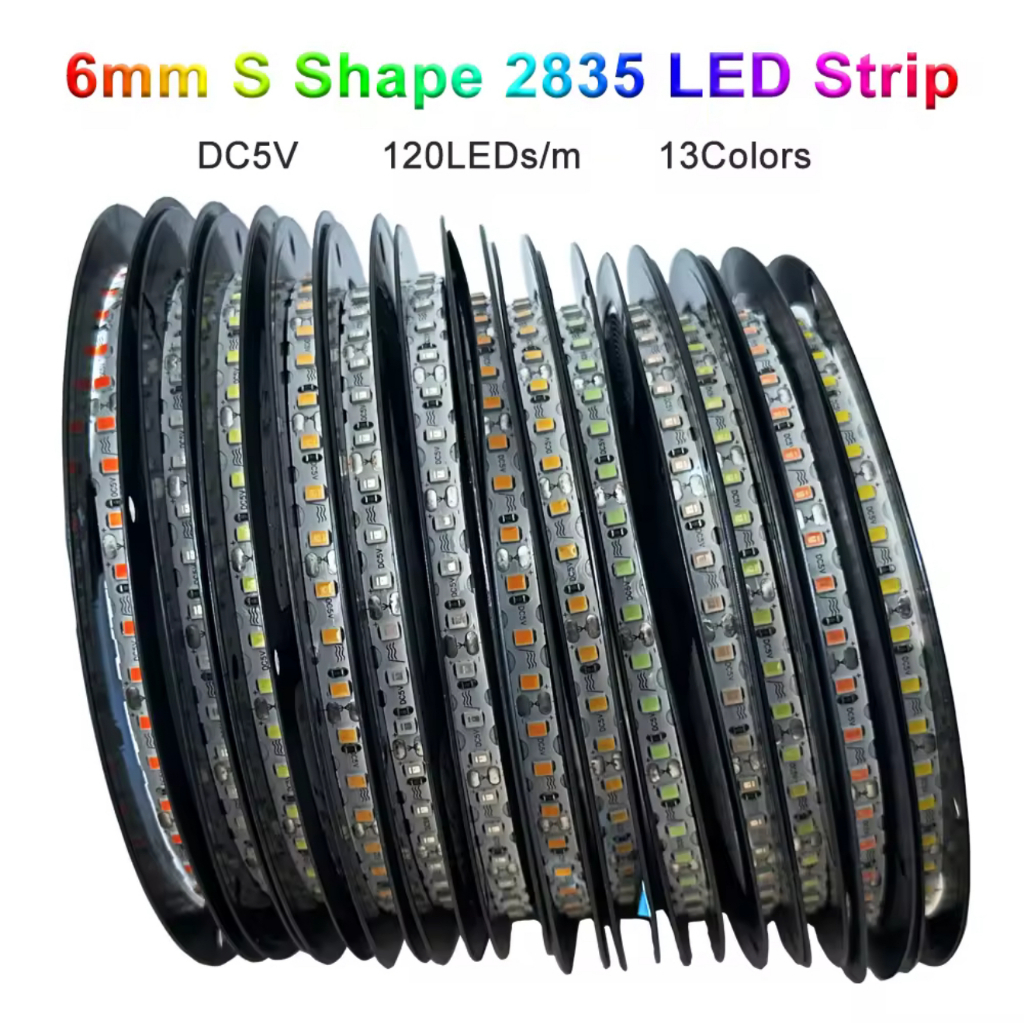 ไฟริบบิ้น 2835  S LED Strip 6mm ม้วนละ10m มีให้เลือก11สี ดัดโค้งงอได้ตามรูปแบบการใช้งาน