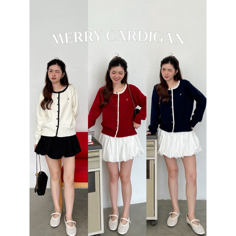 (เหลือ 350.- เก็บโค้ด “ร้านโค้ดคุ้ม 30%” ) SHOP.POPO-Merry cardigan คาดิแกนไหมพรม
