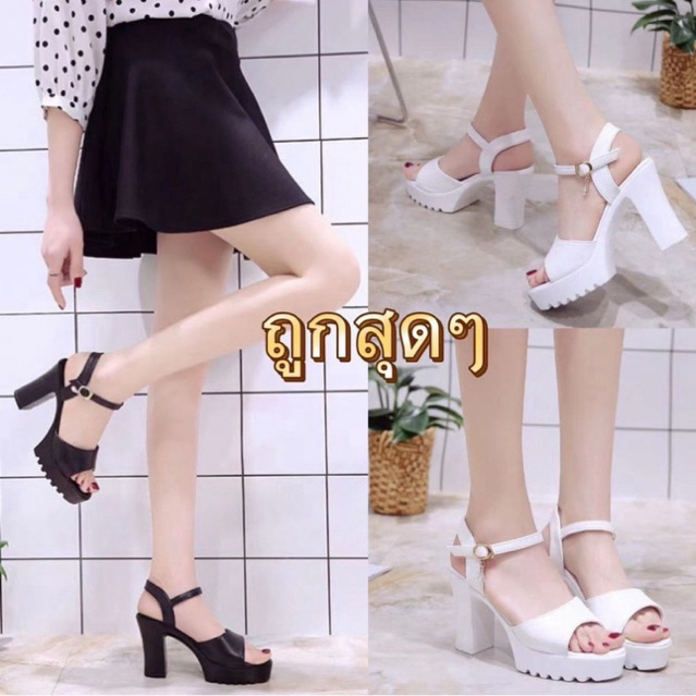 พร้อมส่ง New A615 รองเท้าส้นสูงแฟนชั่น เปิดเท้า รุ่นสายแต่งเพชร สูง4นิ้ว