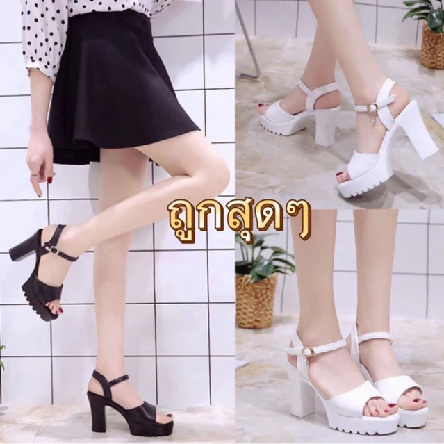 พร้อมส่ง New A615 รองเท้าส้นสูงแฟนชั่น เปิดเท้า รุ่นสายแต่งเพชร สูง4นิ้ว