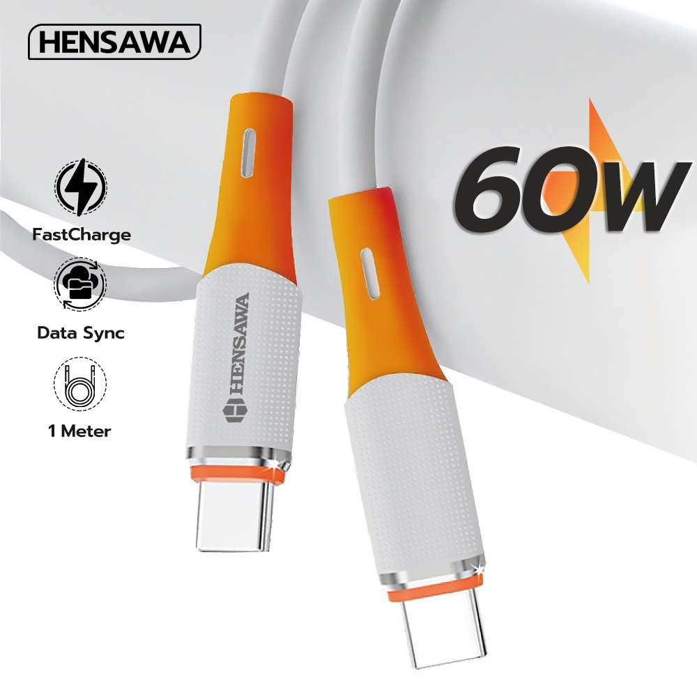 Hensawa US3096 สายชาร์จเร็ว 60w PD 27W Type-C to L Type-C สายสำหรับ iPhone 14 13 12 11 Pro Max Xs Pl