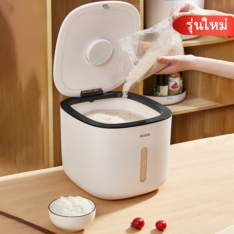 [พร้อมส่ง]ECOCO กล่องใส่ข้าวสาร 5 กก. 10 กก. 2022 รุ่นใหม่ ถังใส่ข้าวสาร กันความชื้น กล่องเก็บอาหาร