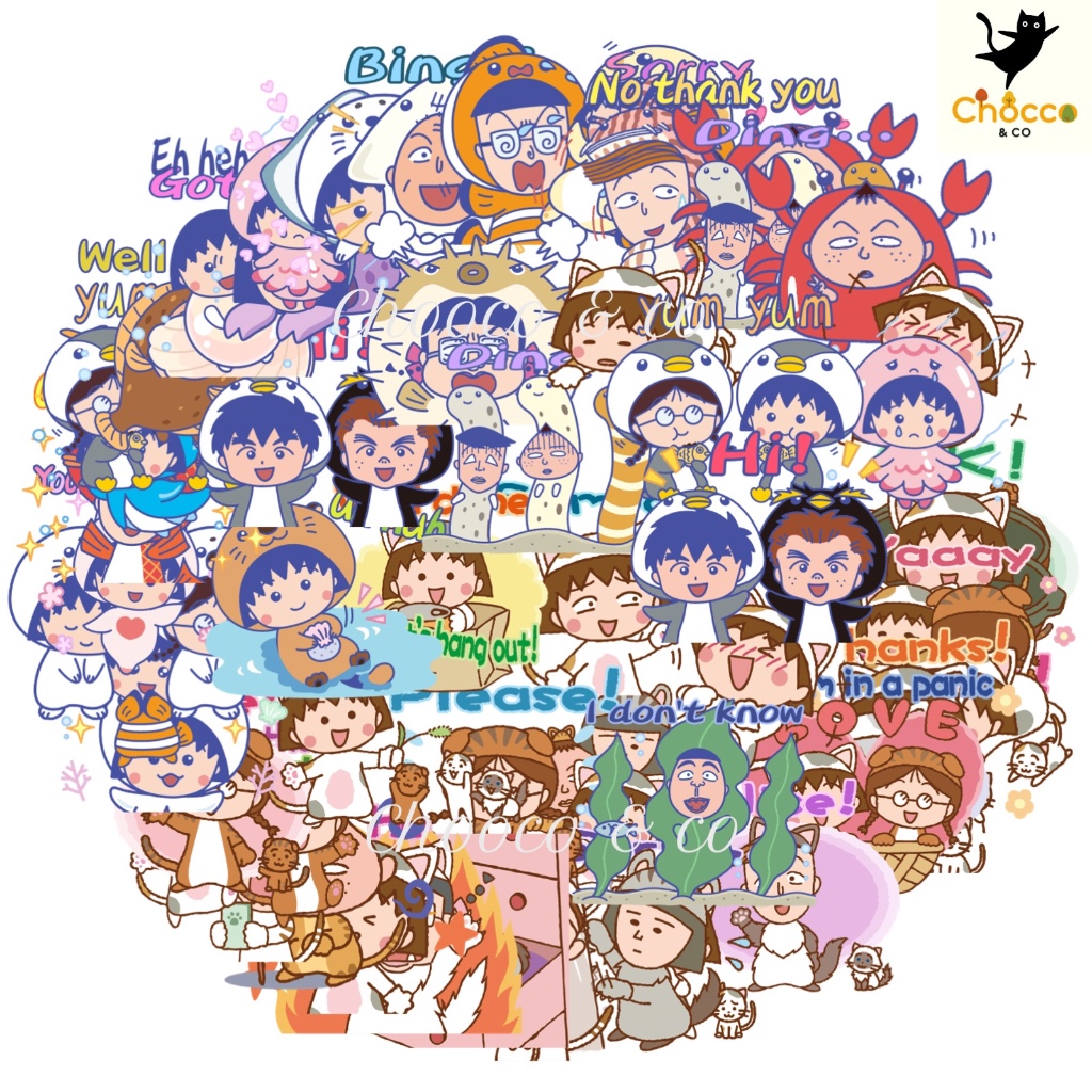 พร้อมส่ง จากไทย ลดราคา!!!! สติกเกอร์ Sticker มารูโกะ Chibi Maruko chan สำหรับติดรถยนต์/ สเก็ตบอร์ด/ โทรศัพท์/ แล็ปท็อป