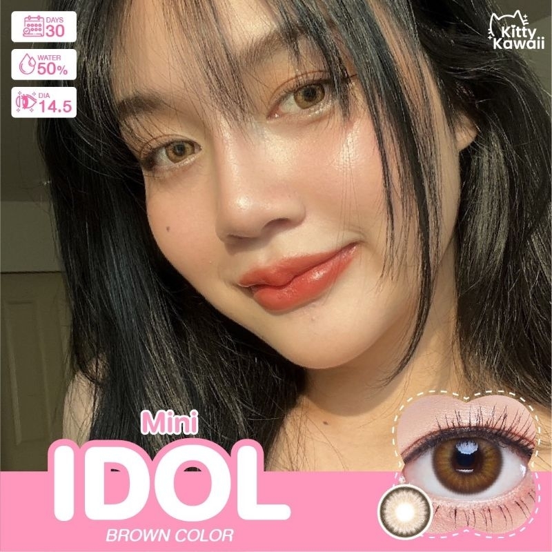 คอนแทคเลนส์ รุ่น Mini Idol สีเทา/ตาล Gray/Brown มีค่าสายตา (0.00)-(-6.00)