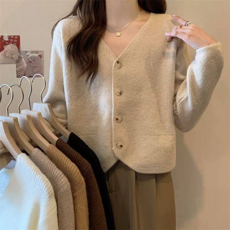[ A85 ] คาดิแกน เสื้อแขนยาว ไหมพรม ระบายอากาศได้ดี ผ้าร่องเล็ก