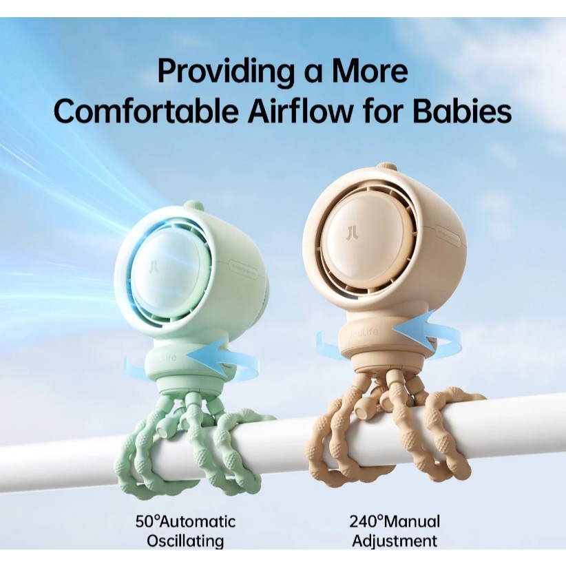 JISULIFE Life 2/ Life 2S Stroller Fan พัดลมพกพา สําหรับรถเข็นเด็ก Leafless 4000/5000mAh 5-100 Speed